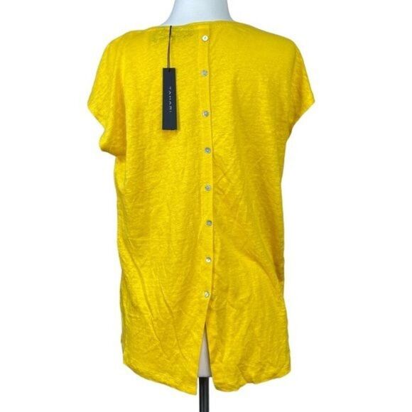 Tahari Linen Yellow Top Size Large Yellow NEW With Tag - Picture 3 of 5